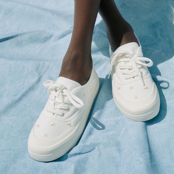 Zara white floral embroidered retro sneakers NWT - Picture 10 of 10